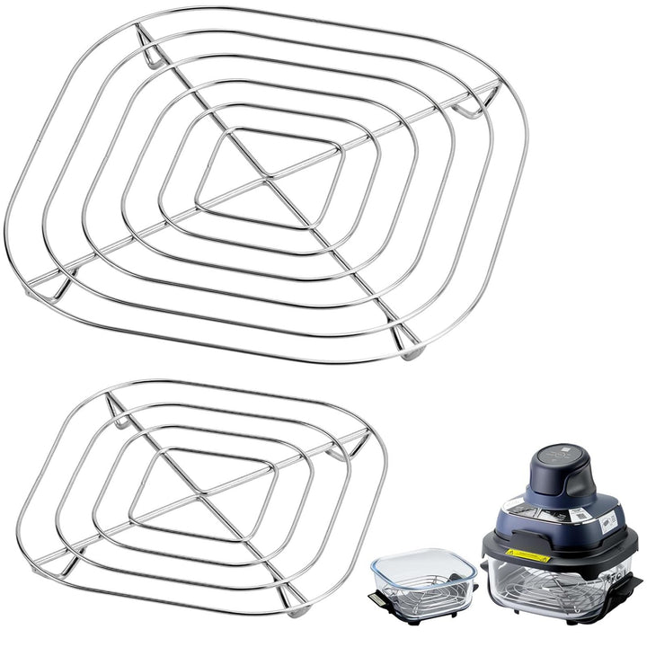 HAIWILL 2 Stück Airfryer Zubehör für Ninja Crispi FN101EU Glasbehälter 3,8L/1.4L Ersatz Grillrost Ed