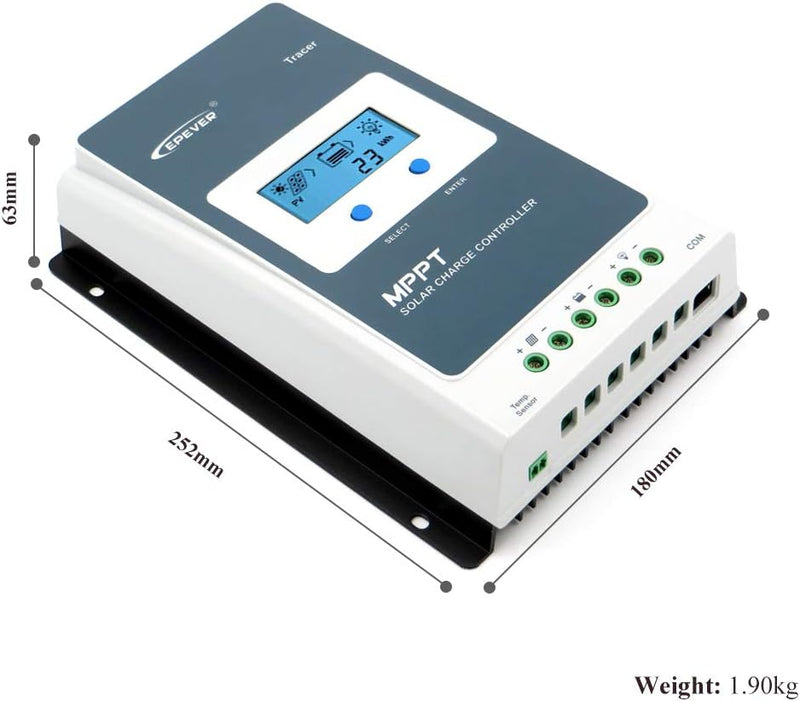 EPEVER 40A MPPT Solarladeregler Solarmodul Solarpanel TracerAN Serie mit 12 V/24 V DC automatisch id