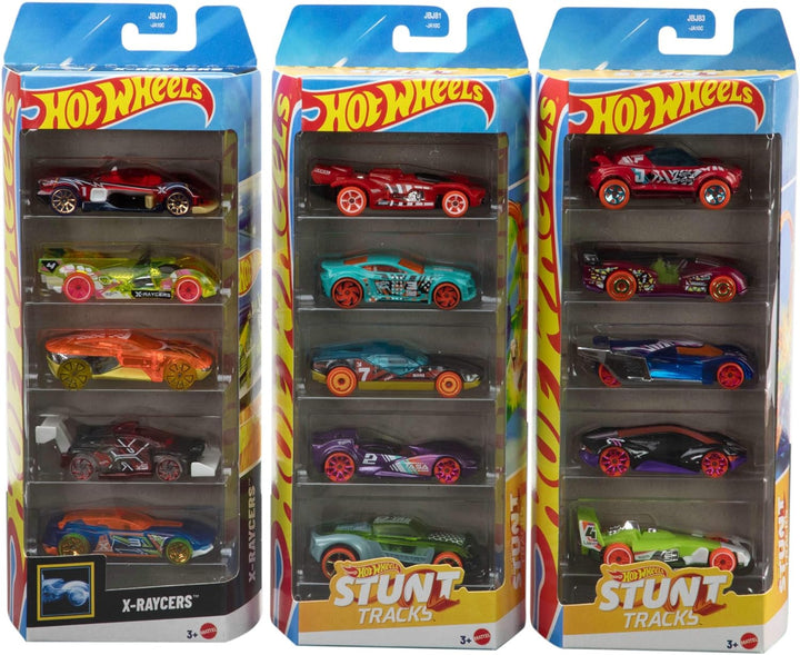 Hot Wheels Spielzeugautos oder -Trucks 5er-Pack Bundle, 3 thematische Sets mit 5 Fahrzeugen im Masss