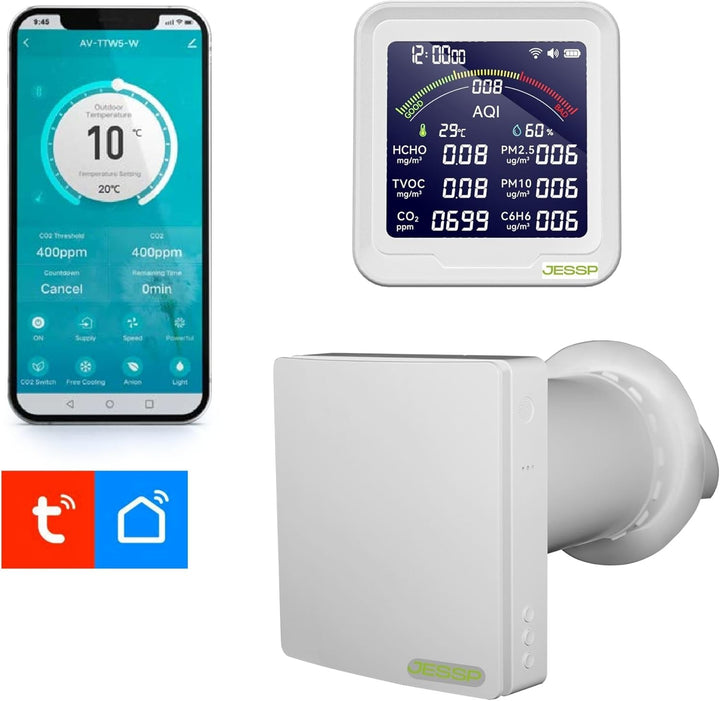 Eco Smart DZ Wohnraumlüftung – Luftfeuchte-gesteuert, 97% Wärmerückgewinnung, WLAN, F7-Filter, Ø160m
