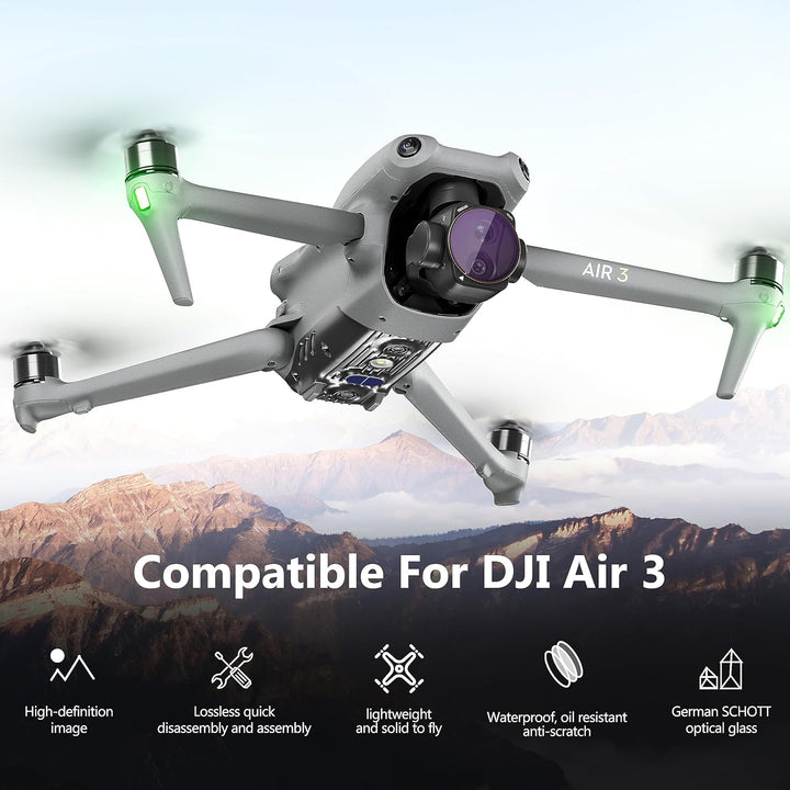 STARTRC 4er-Pack ND/PL Filter Set für DJI Air 3 Zubehör, Mehrfach Beschichtetes HD-Glas, Kein Farbst