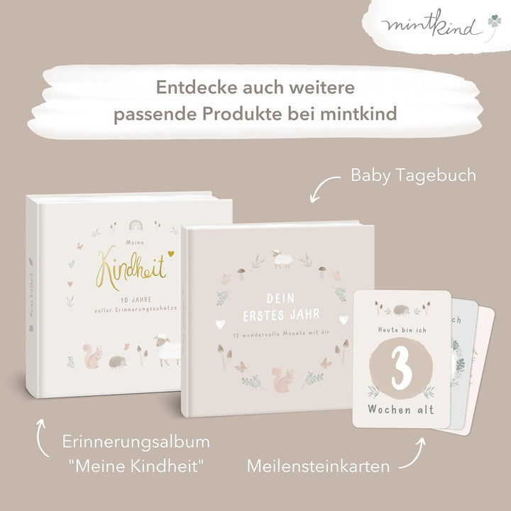mintkind® Gästebuch Meine Taufe Wald I für Junge & Mädchen | Taufbuch, Taufgeschenk, Taufalbum, Erin