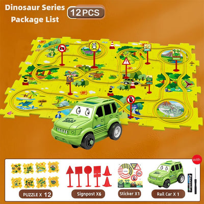 Auto Spielzeug Autorennbahn Spielzeugauto 12pcs DIY-Puzzlebahn für Kinderspielzeug DIY-Route Cars Sp