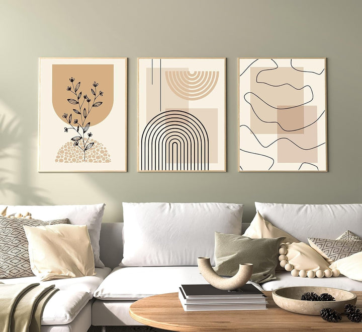 JNAOZI Abstrakte Linie Geometrie Bilder,Abstrakte Botanische Kunst Poster,Interior Home Decor Wall A