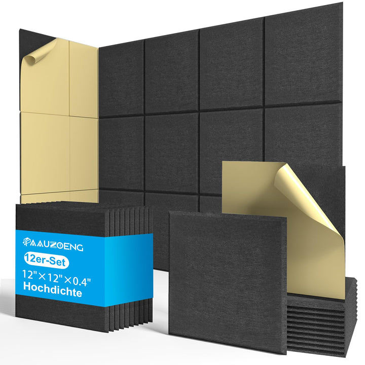 Akustikplatten selbstklebend 30x30cm |Akustikplatten| 12x Premium-schallschutz 9mm für Podcast-Aufna