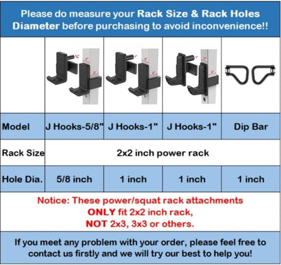 SELEWARE J-Haken aus massivem Stahl für 5,1 x 5,1 cm Rohr-Power-Käfig mit 5/8 Zoll Loch Squat Rack B