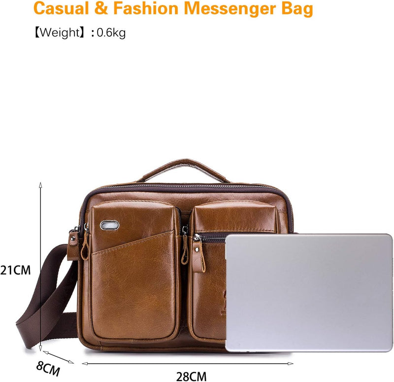 FANDARE Umhängetasche Herren Schultertasche Männerhandtasche Laptoptasche Leder Messenger Bag Arbeit