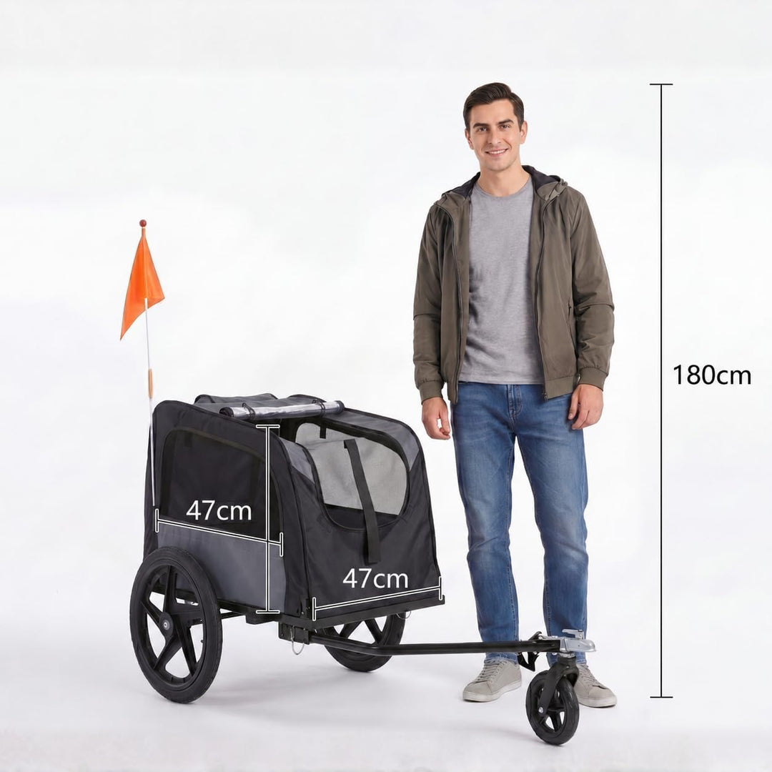 Fahrradanhänger für Hunde, 2-in-1, faltbar, mit Buggy-Funktion, Bollerwagen für kleine Hunde, Belüft