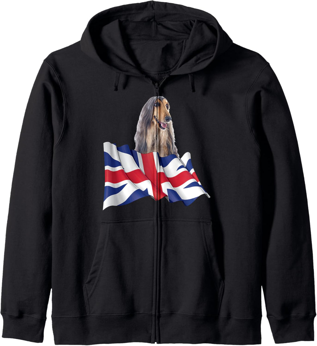 Union Jack Flag Dog Afghan Hound Kapuzenjacke
