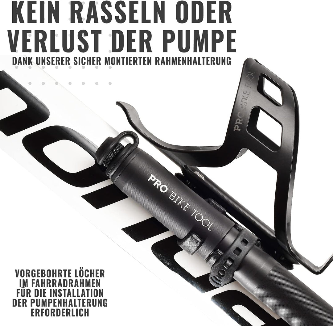 Pro Bike Tool Mini-Fahrradpumpe Classic-Edition, passend für Presta- und Schrader-Ventile, Hochdruck