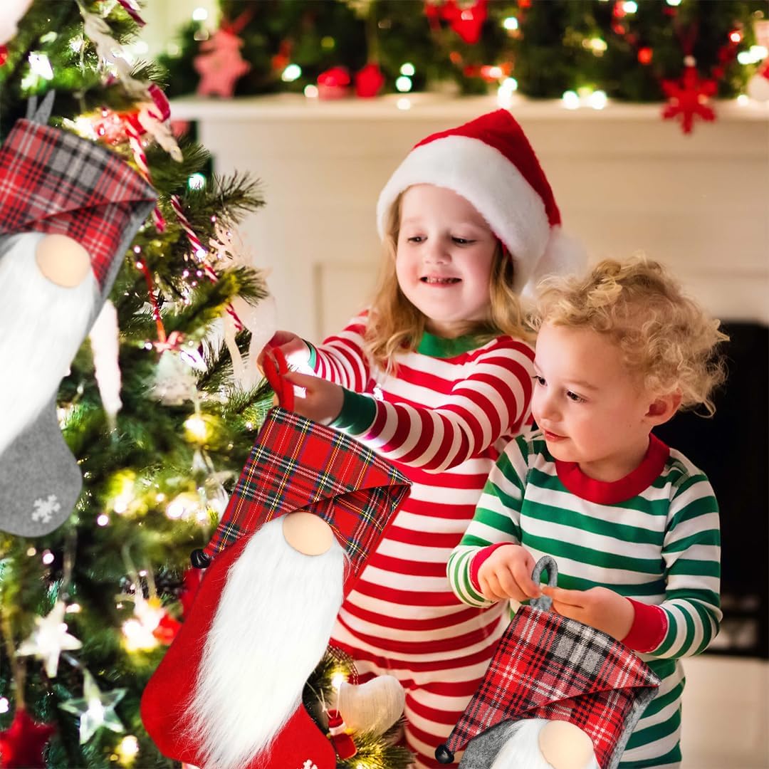 Nikolausstrumpf Gross, 2er Set Nikolausstiefel zum Befüllen Vliesstoff Weihnachtsstrumpf zum Befülle