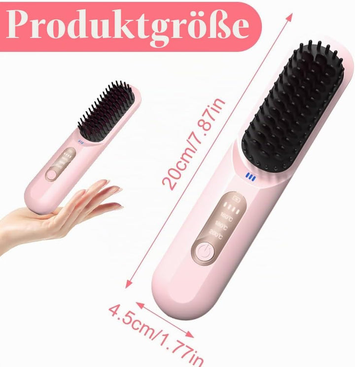 Hojalis Glättbürste Kabellos, 50w Kabellose Glättbürste, Tragbare Bürste Glätten Mit LED Anzeige Und