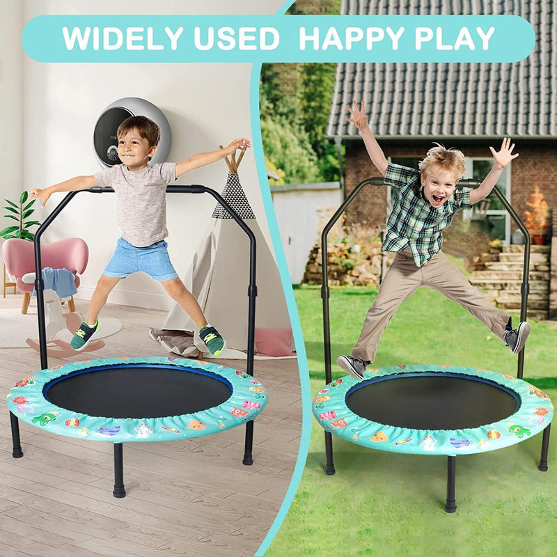 Trampolin für Kinder, 36" Mini Kindertrampolin mit Verstellbarer Griff, Kindertrampolin mit gepolste