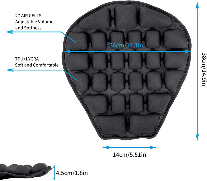 CICMOD Motorrad Sitzkissen Luftsitzkissen Motorradsattel Luftpolster Aufblasbar Sitzbank Kissen für
