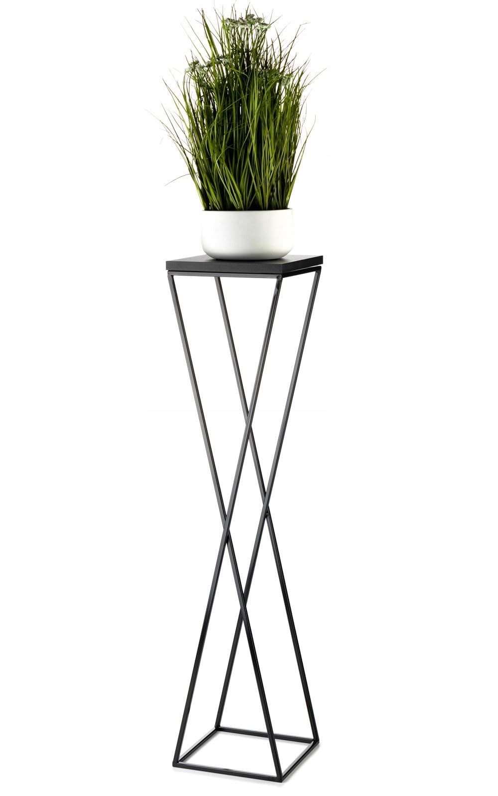 Pflanzenständer Metall 100 cm Hoch - Stabiler und Fester Blumenhocker mit Schwarz MDF-Platte auf Rob