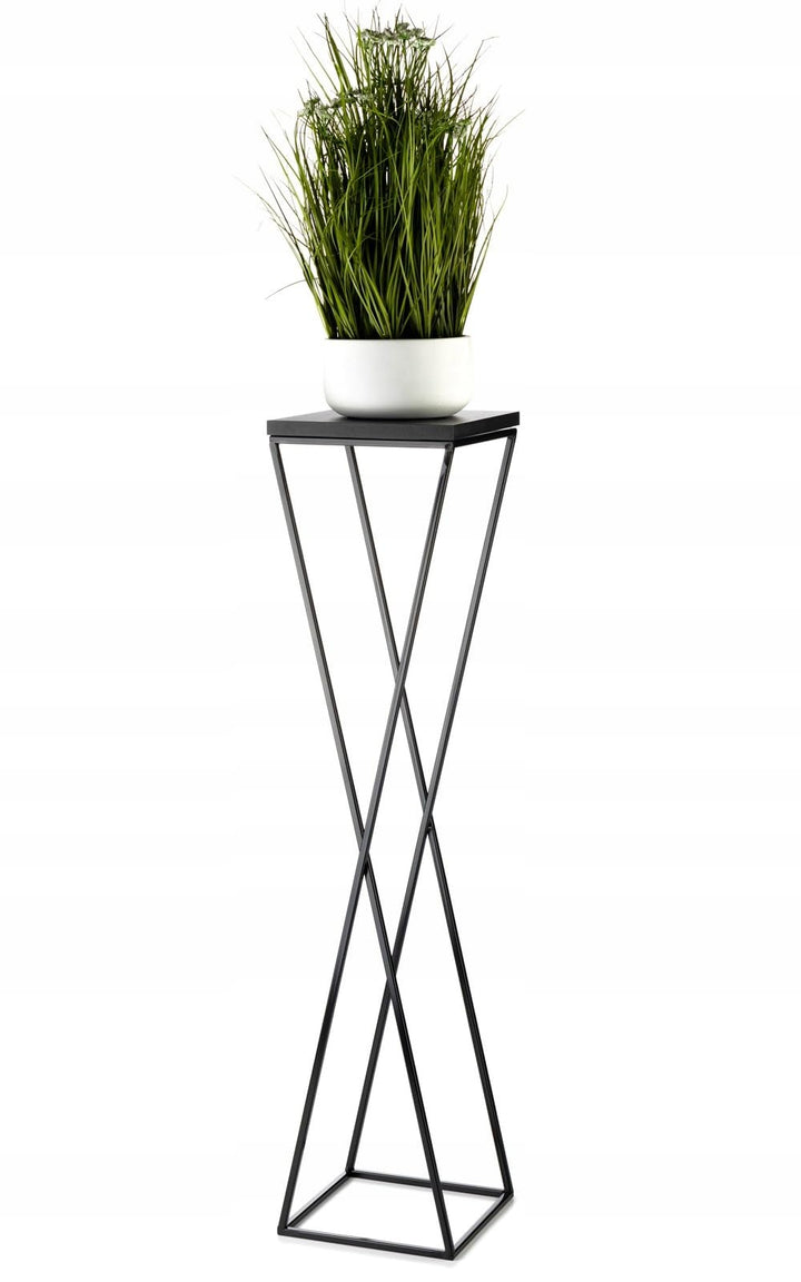 Pflanzenständer Metall 100 cm Hoch - Stabiler und Fester Blumenhocker mit Schwarz MDF-Platte auf Rob