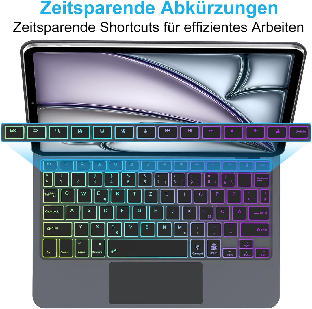 JADEMALL Magic Keyboard for iPad Air 11" M4 2026/M3 2025/M2 2024 - Deutsches QWERTZ Layout Tastatur