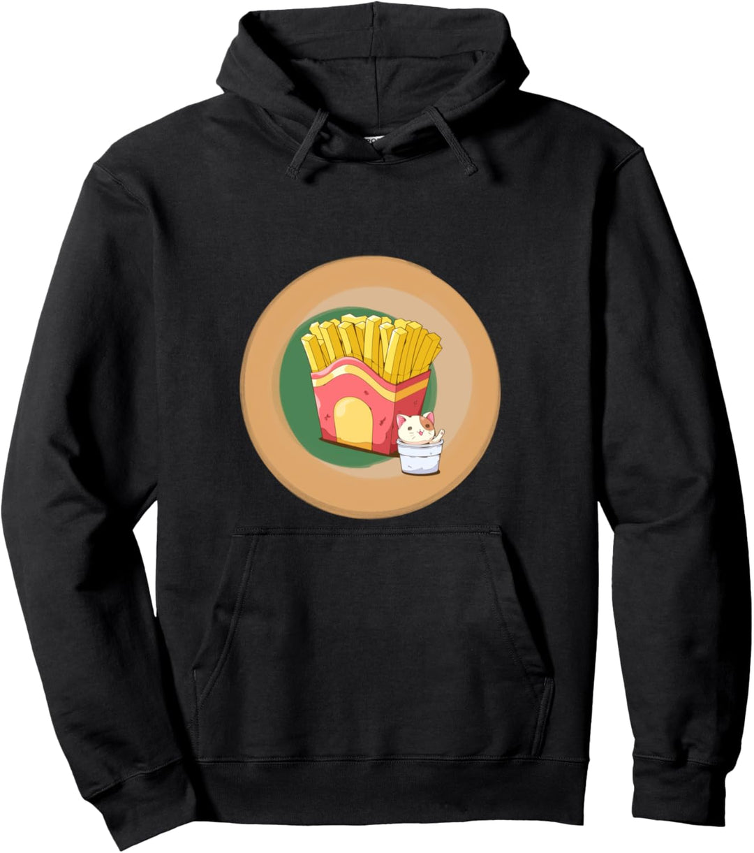 Kawaii Katze Pommes Lustige Foodlover für katzenbesitzer Pullover Hoodie