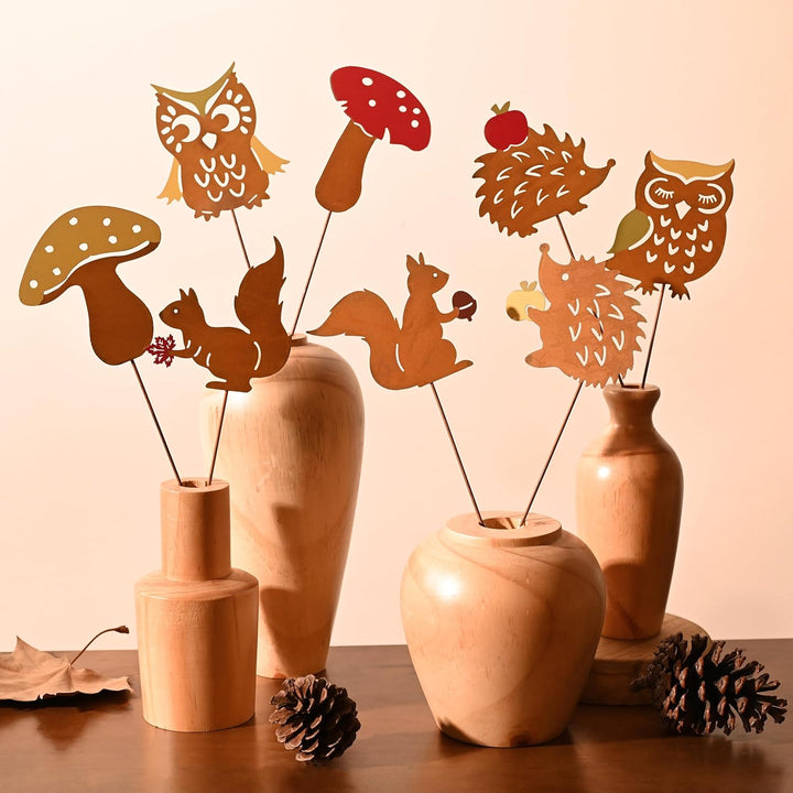 VALERY MADELYN 8er Rost Gartenstecker für Herbstdeko Draussen,25cm Bunt Rostoptik Gartendeko mit Ige