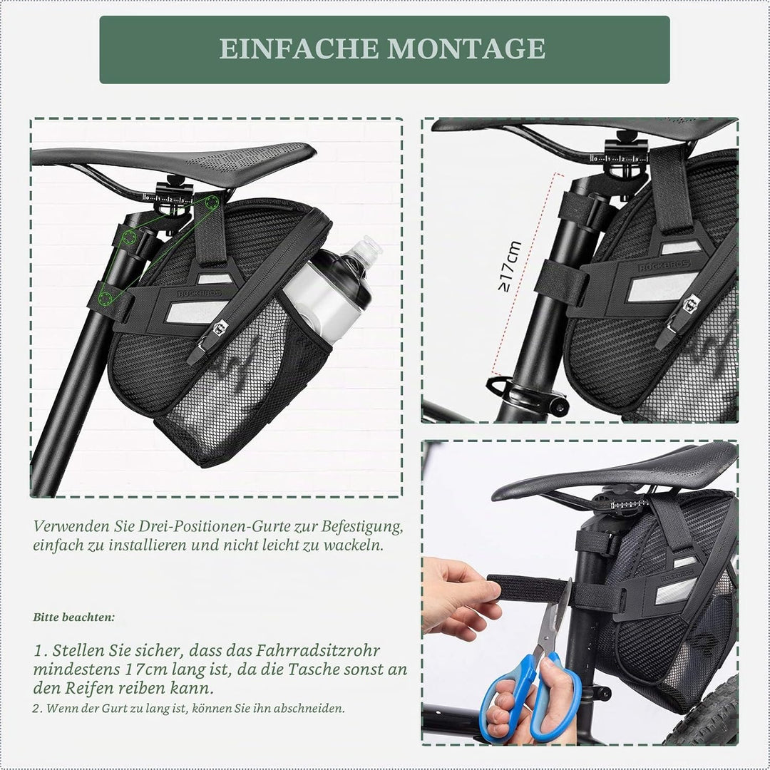 ROCKBROS Fahrrad Satteltasche Fahrradsitztasche mit Flaschenhalter für MTB Rennrad Wasserdicht Kratz