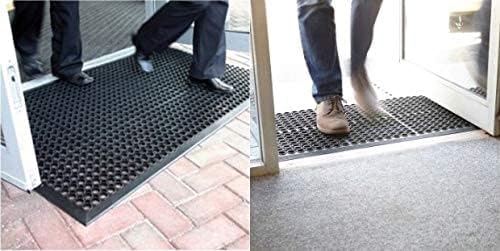 rg-vertrieb Anti-Fatigue-Fussmatte Gummimatte Wabenmatte mit Auffahrt Rand Schwarz 120x180cm Entwäss