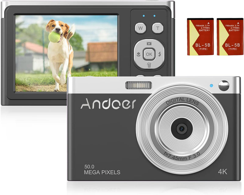 Andoer Digital Kamera, 50MP 1080P Fotokamera Autofokus 16× Digitalzoom IPS-Bildschirm Kompaktkamera