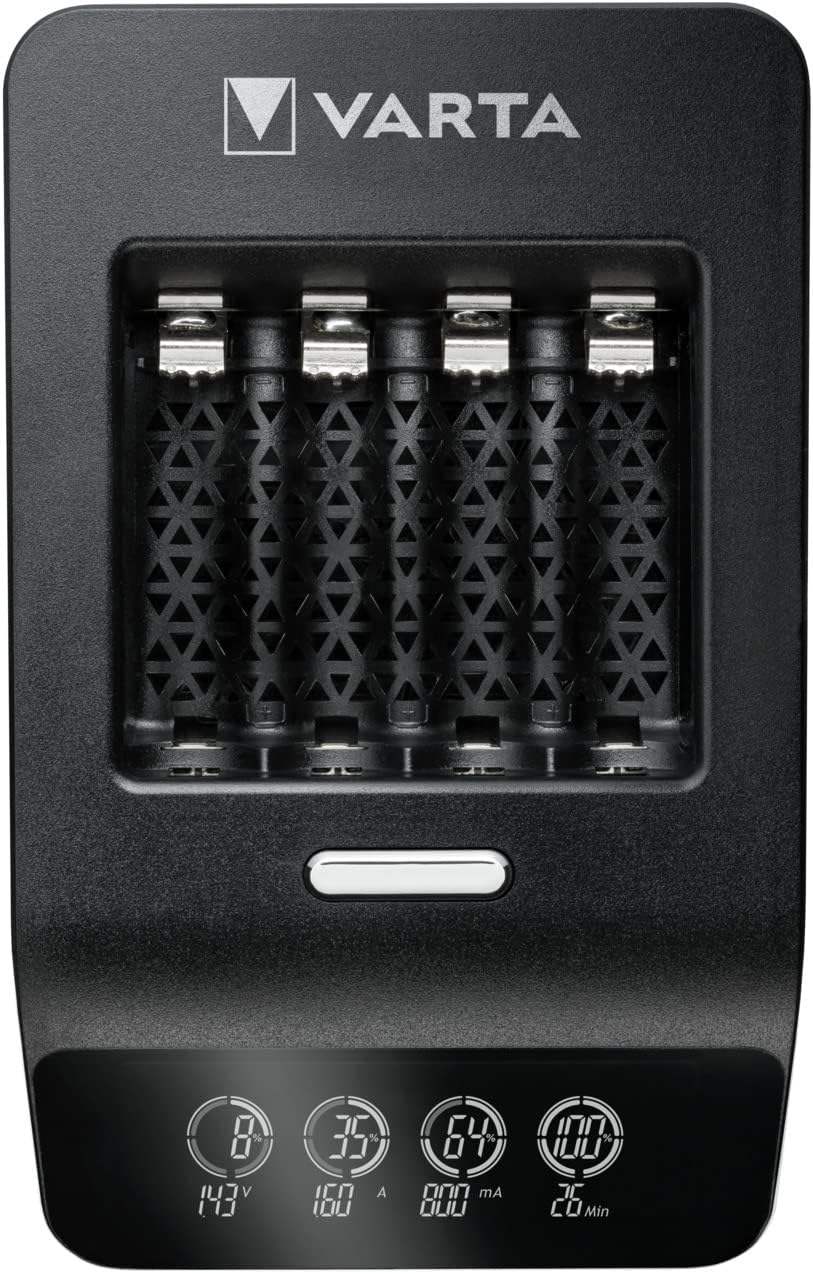 VARTA Akku Ladegerät, inkl. 4x AA 2100mAh, Batterieladegerät für wiederaufladbare AA/AAA, LCD Ultra