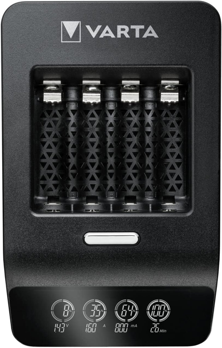 VARTA Akku Ladegerät, inkl. 4x AA 2100mAh, Batterieladegerät für wiederaufladbare AA/AAA, LCD Ultra