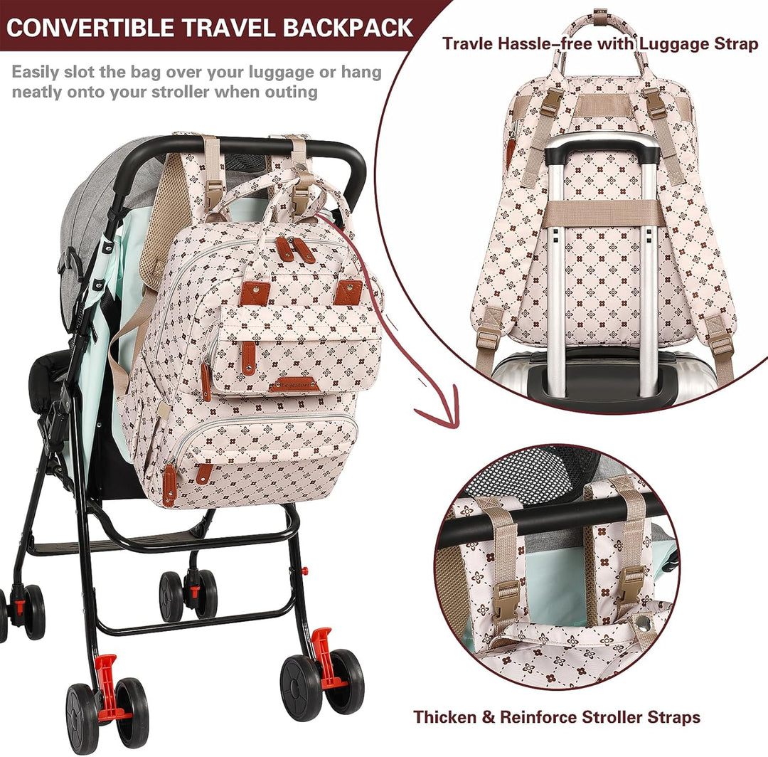 Legestori Diaper Bag Backpack, Baby Girl Diaper Bag with Insulated Pockets and Stroller Straps Pink0