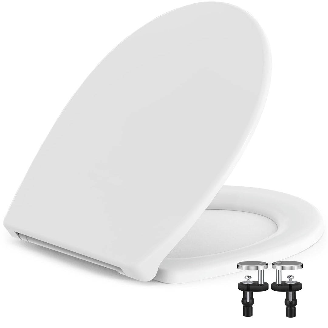 SURFOU Toilettendeckel mit Absenkautomatik, O-Form WC Sitz bis 150kg Belastbar, Weiss Klodeckel und