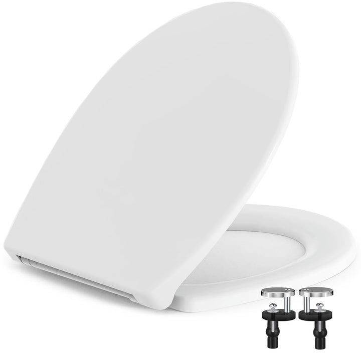 SURFOU Toilettendeckel mit Absenkautomatik, O-Form WC Sitz bis 150kg Belastbar, Weiss Klodeckel und