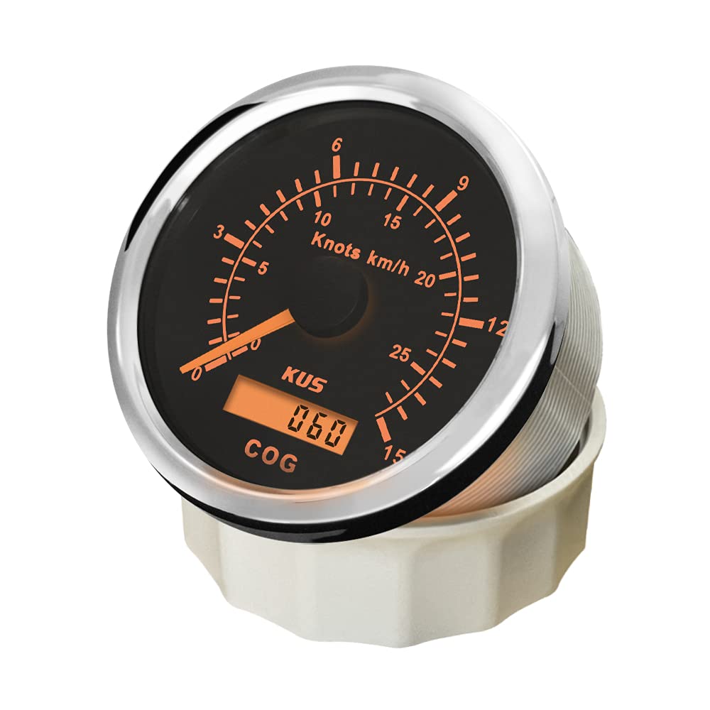 KUS Universal-GPS-Tacho, 15 Knoten, 28 km/h, Geschwindigkeitsmesser, für Boote, Yachten, 85 mm, mit
