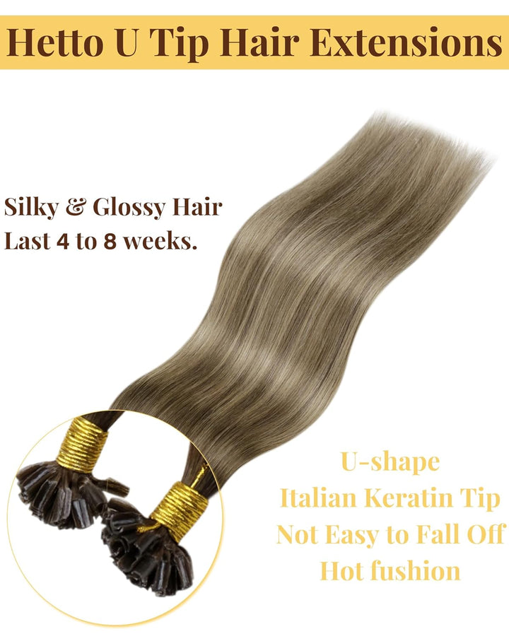 Hetto Blond Echthaar Extensions Bonding Balayage Echthaar U Tip Extensions Remy Keratin Bondings Haa