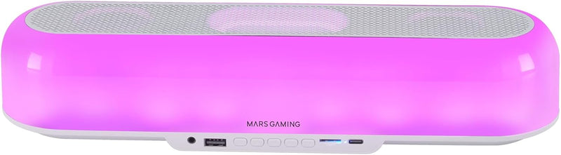 MARSGAMING MSB-ORB, Tragbarer Lautsprecher + Soundbar 20W, Orbilight RGB 360° Beleuchtung, Soundbar