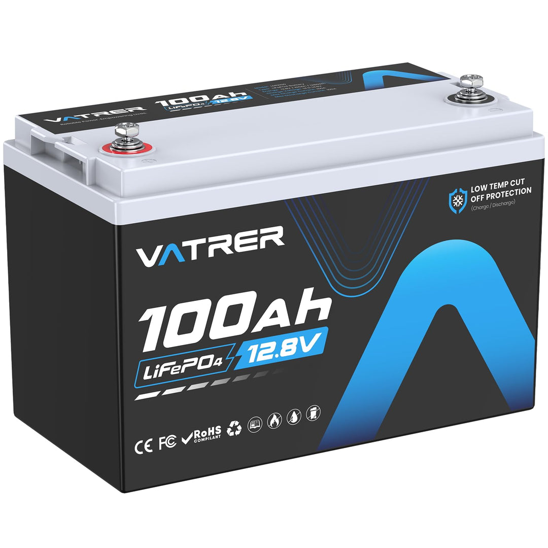 VATRER POWER LiFePO4 12V 100AH Low Temp Cut-Off Lithium Batterie mit 100A BMS 5000+ Tiefzyklus Lithi
