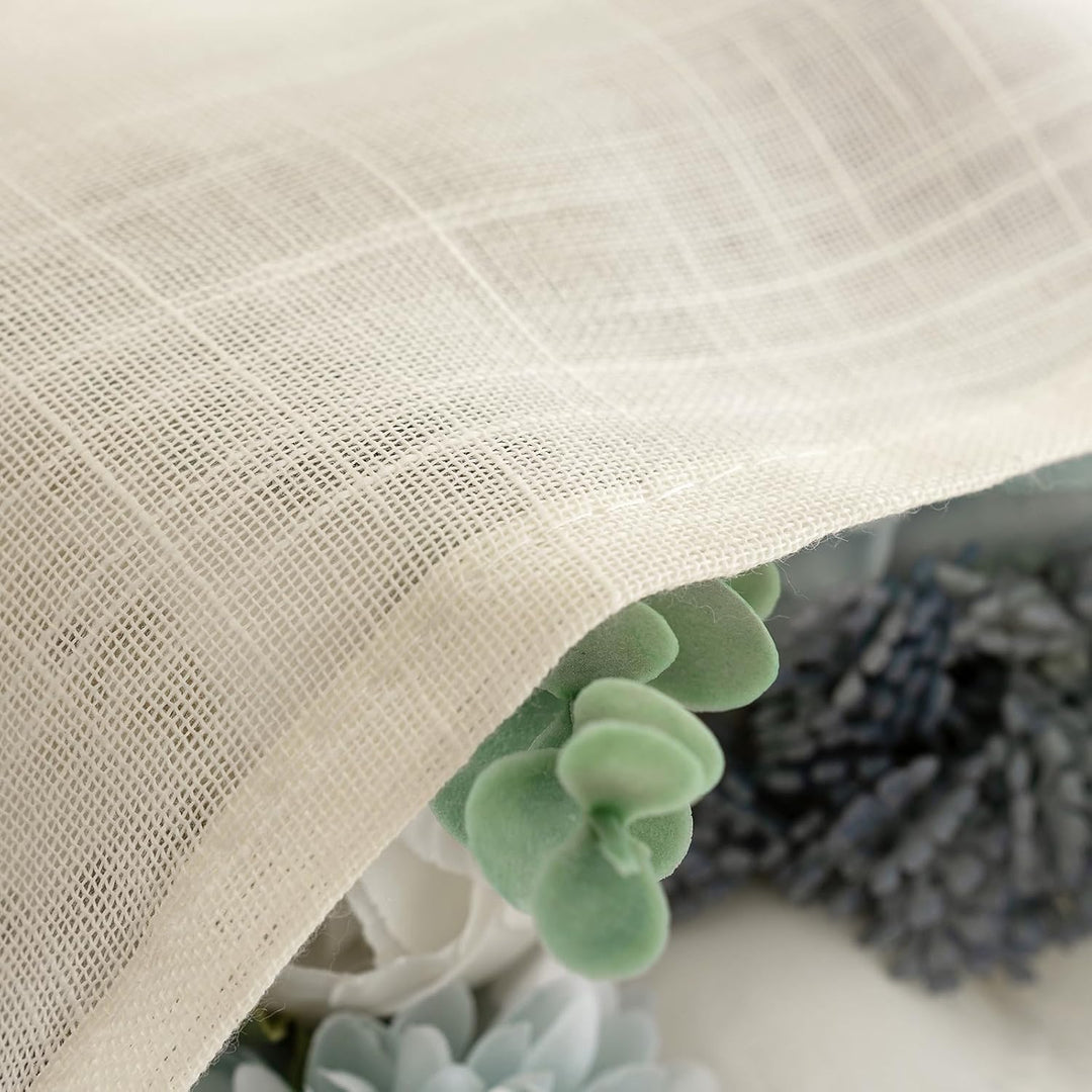 MIULEE 2er Set Voile Vorhang Sheer Leinenvorhang mit Ösen Transparente Leinen Optik Gardine Ösenscha