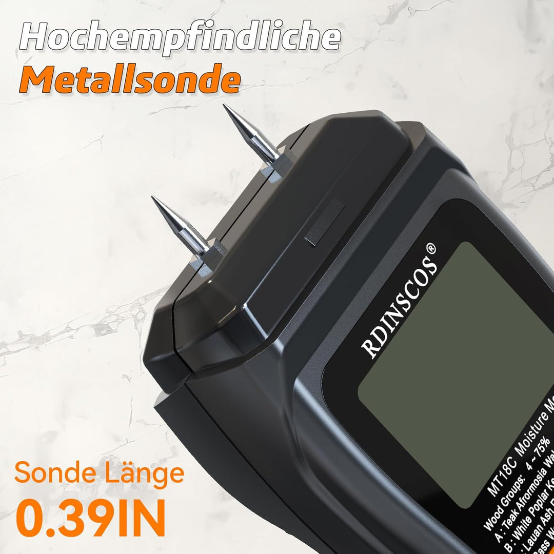 Feuchtigkeitsmessgerät Pin-Typ Holzfeuchtemessgerät Feuchtemessgerät Mauerwerk mit Farb-LCD-Display