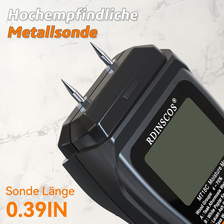 Feuchtigkeitsmessgerät Pin-Typ Holzfeuchtemessgerät Feuchtemessgerät Mauerwerk mit Farb-LCD-Display