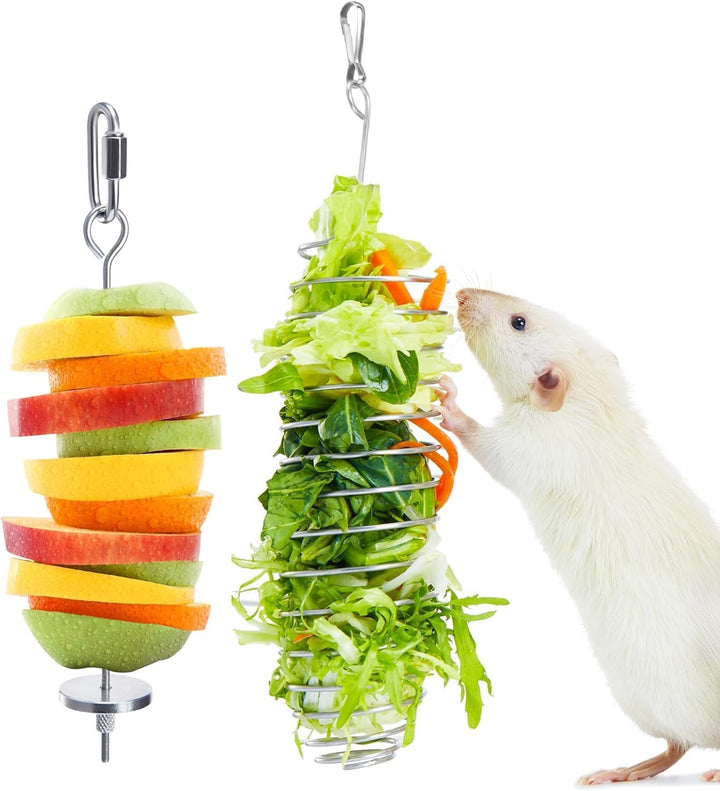 2 pcs Ratten Anreicherung Spielzeug, 304 Edelstahl Ratten Futterspielzeug für Obst Gemüse Halter,Zie