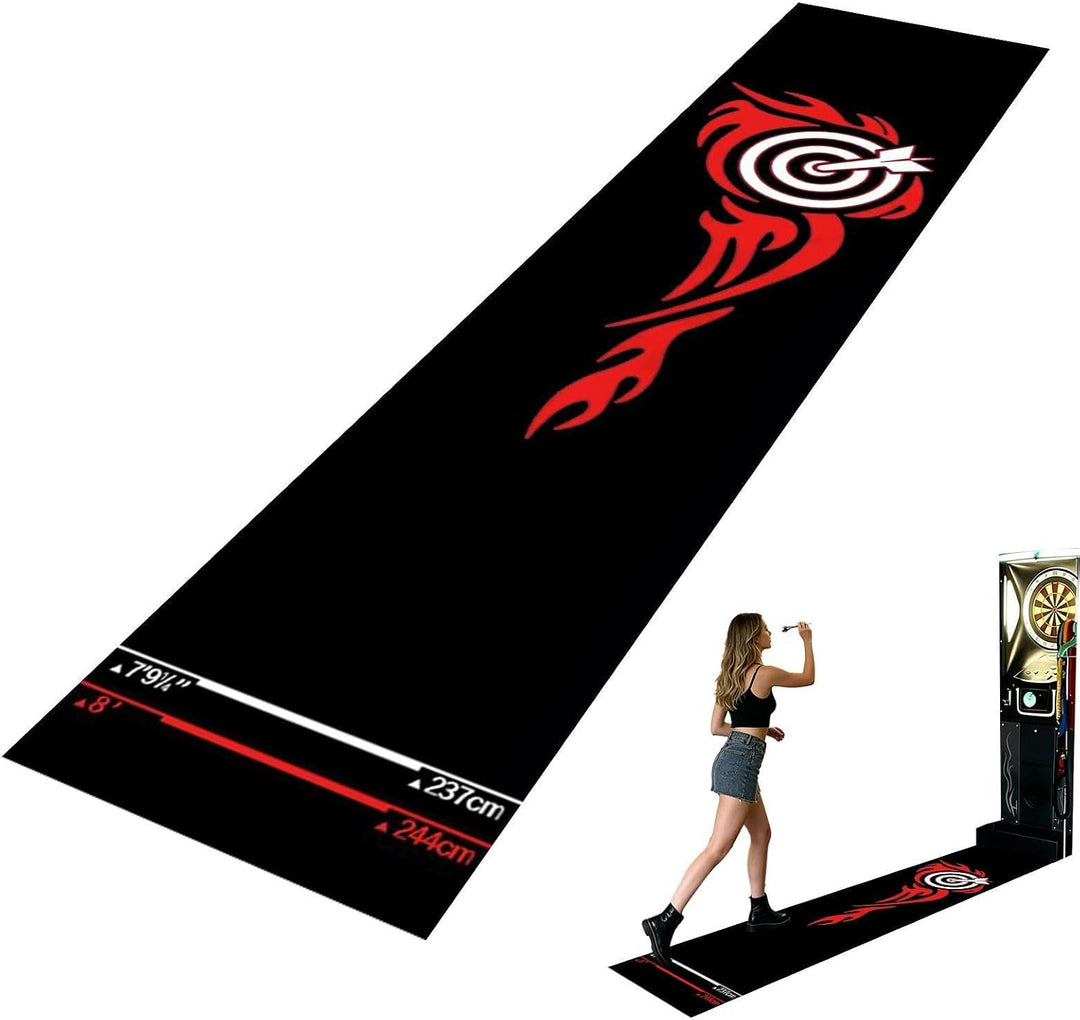 Schützende Dartmatte, tragbarer Bodenteppich, 150 x 61 cm, Teppich mit Wurflinie, kompakter Stil mit