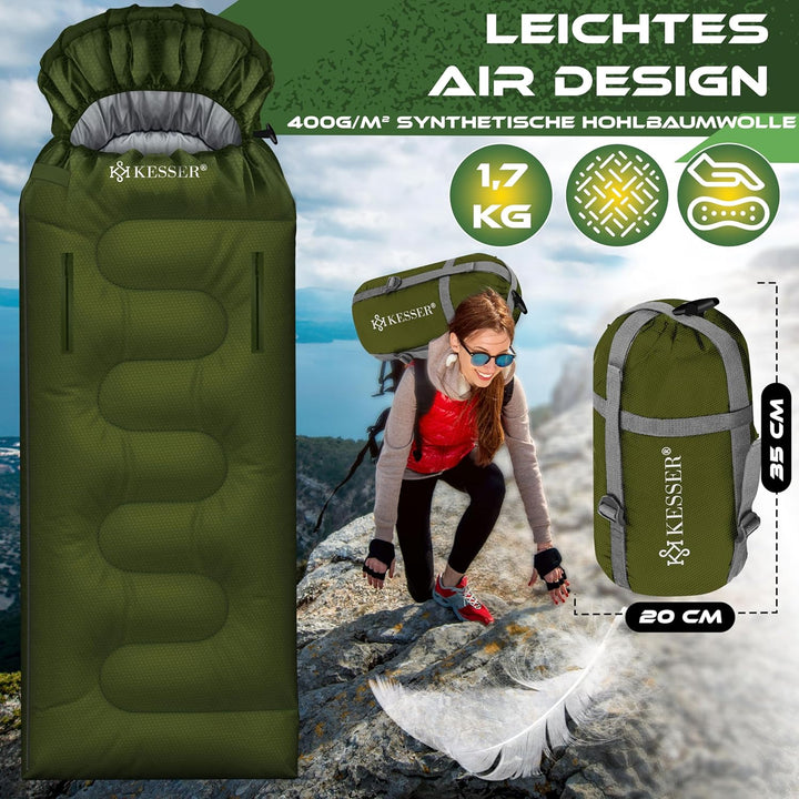 KESSER® Schlafsack Outdoor | Deckenschlafsack 3-4 Jahreszeiten | Camping-Sleeping-Bag für Erwachsene