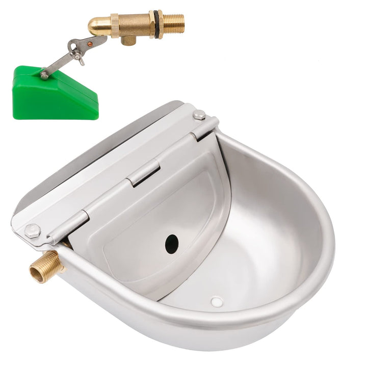 4 Liter Automatische Edelstahl Tränkeschalen für Rinder mit 2 Stück 1/2 Zoll Messing Schwimmerventil