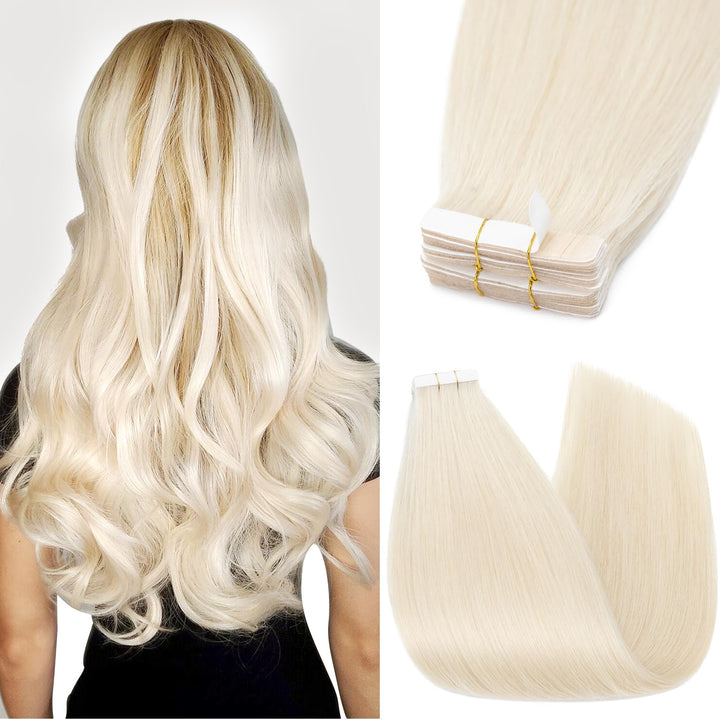 Silk-co Tape Extensions Echthaar 10stk, Remy Tape in Extensions Haarverlängerung, Skin Weft Echthaar