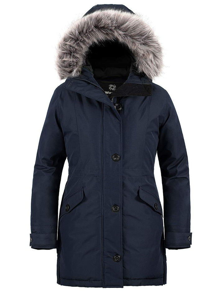 Wantdo Damen Winter Warm Puffer Mantel Wasserabweisend Outdoor Jacke Winddichte Oberbekleidung Mante