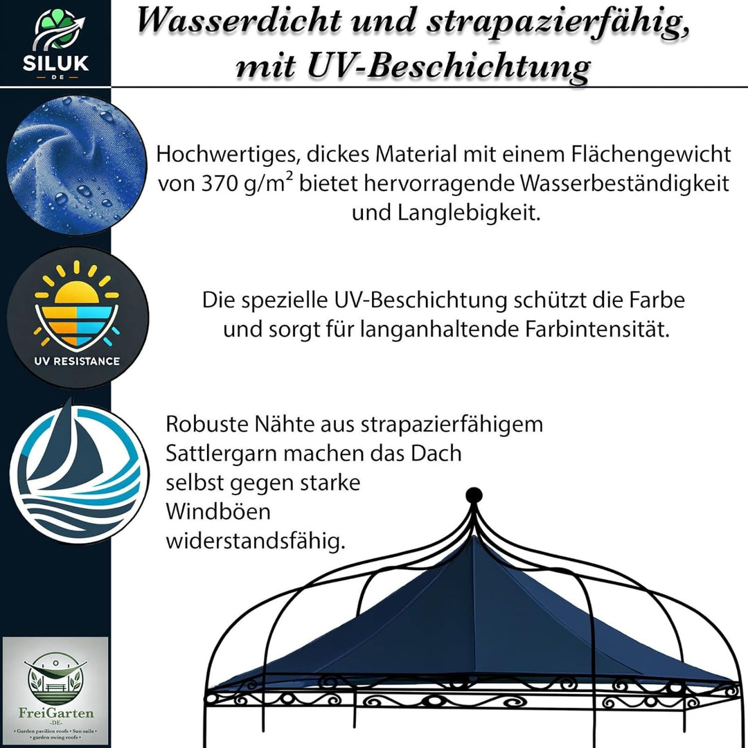 freigarten.de Ersatzdach für Pavillon Modena 6-eck 320cm Wasserdicht Material: Panama PCV Soft 370g/