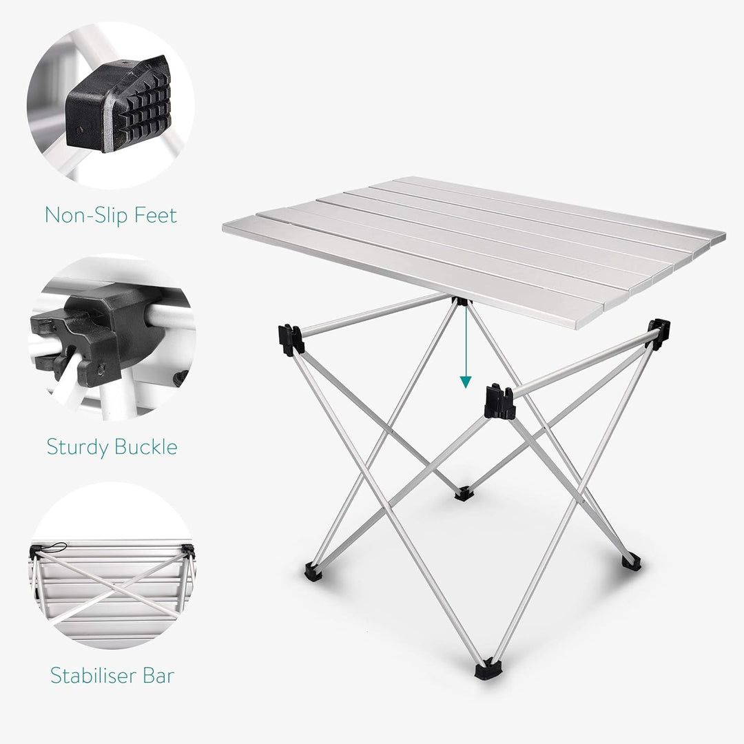 Navaris Campingtisch Camping Klapptisch Ultraleicht - 55,7x40,5x38,5cm Alu Tisch Balkon klappbar - B