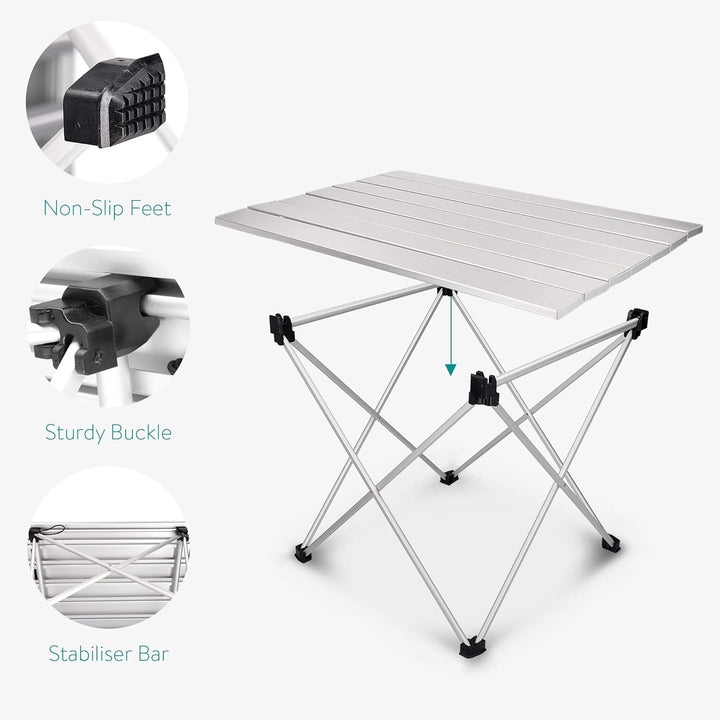 Navaris Campingtisch Camping Klapptisch Ultraleicht - 55,7x40,5x38,5cm Alu Tisch Balkon klappbar - B
