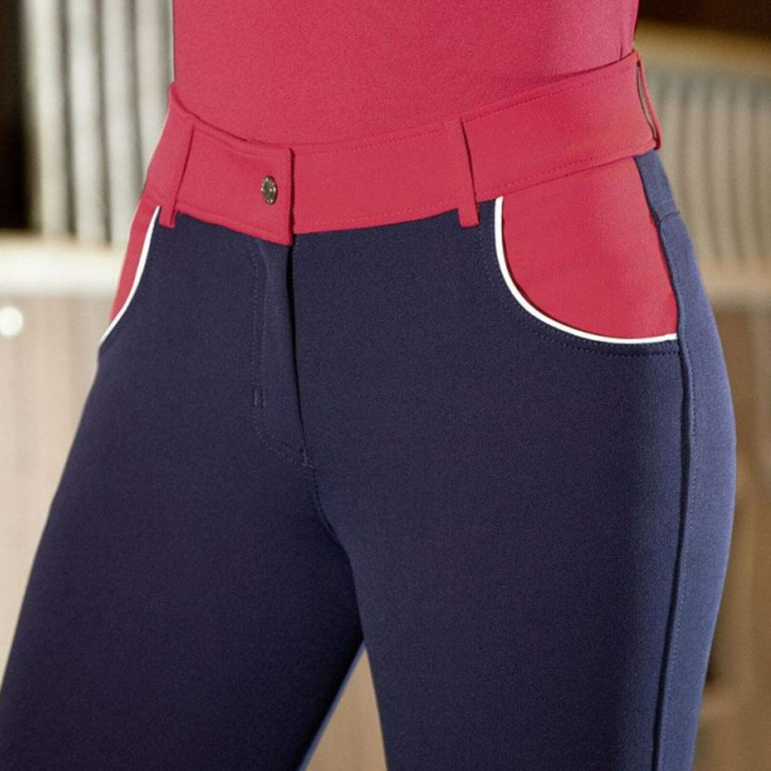 HKM 10731 Reithose Hickstead Zoe, Damen Damenreithose, Silikonkniebesatz, 34-46 Dunkelrot/Dunkelblau
