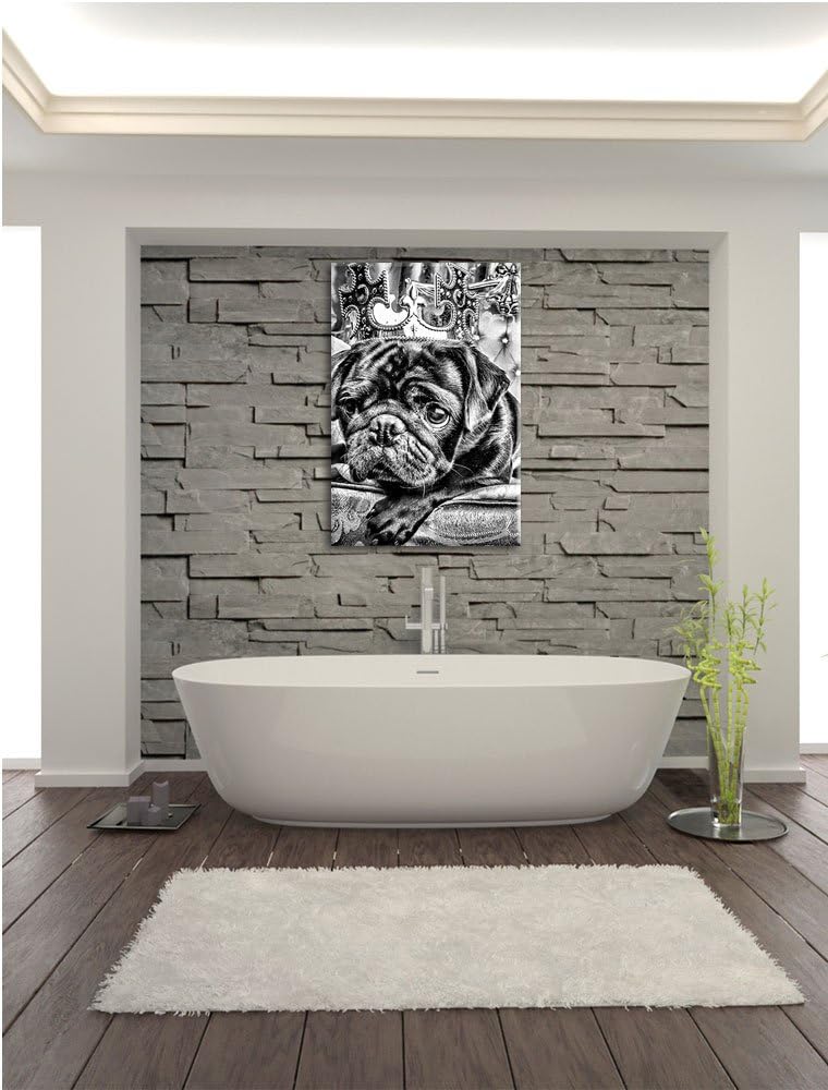 Pixxprint Süsser Mops auf dem Thron als Leinwandbild/Grösse: 100x70 / Wandbild/Kunstdruck/fertig bes