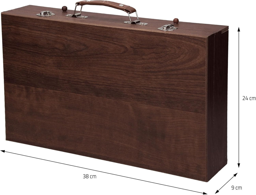 ECD Germany Zeichenset Malset 112 teilig, zum Zeichnen und Malen, Malkoffer aus Holz, für Kinder/Erw